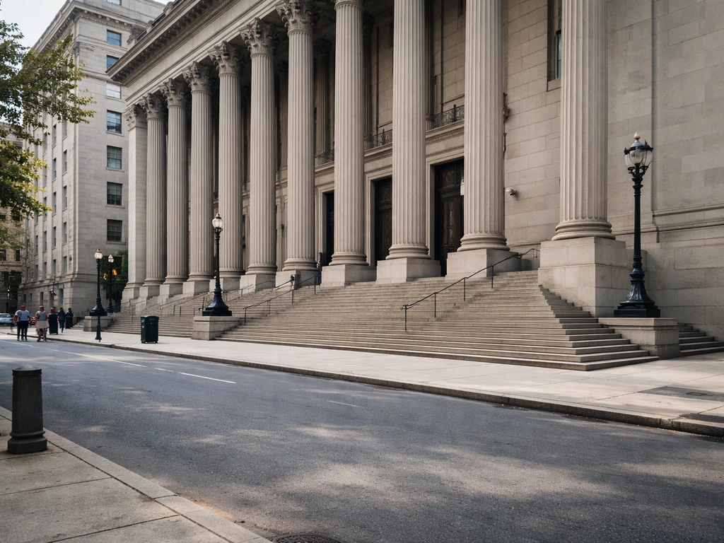 Philadelphia courthouse exterior facade with steps and public street, symbolizing public court records